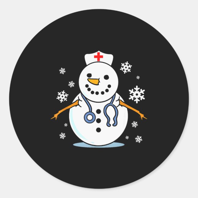 Nurse Snowman Nurse Christmas  Runder Aufkleber (Vorderseite)