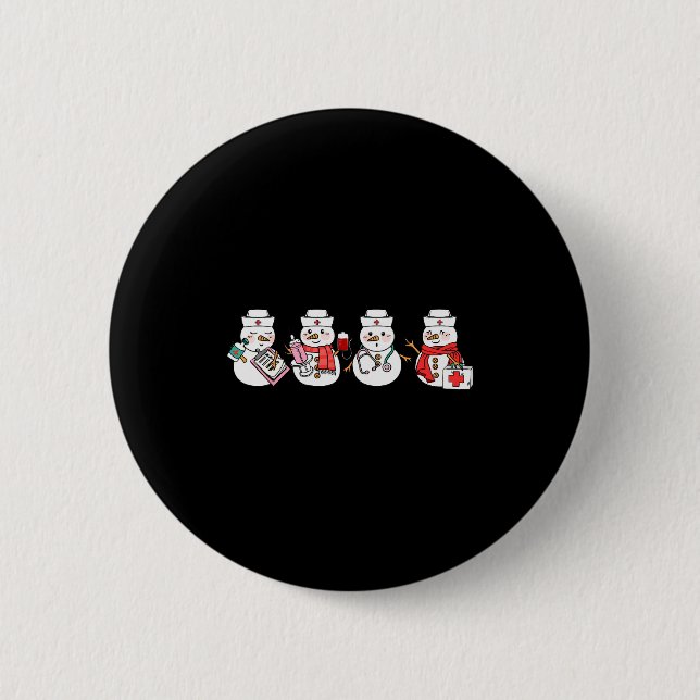 Nurse Snowman Squad Nursing Rn Registered Funny Ch Button (Vorderseite)