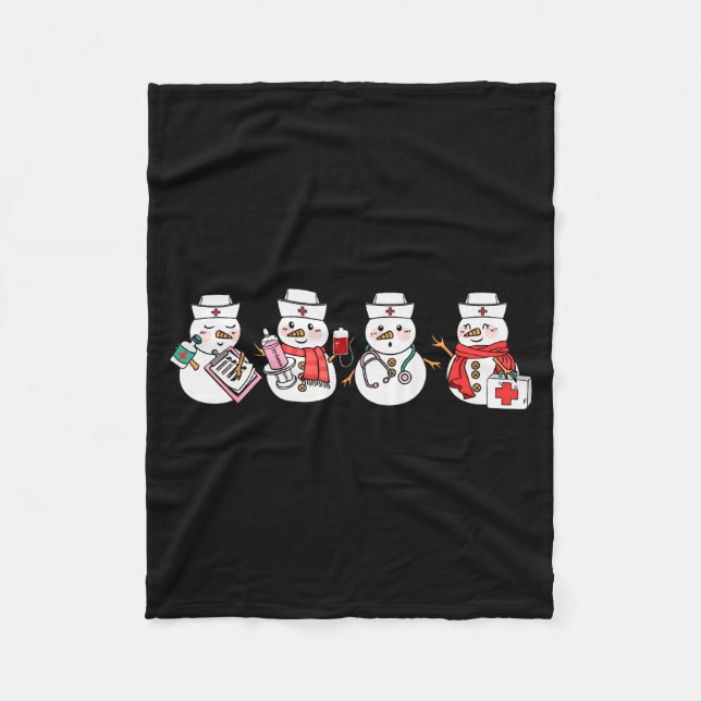Nurse Snowman Squad Nursing Rn Registered Funny Ch Fleecedecke (Vorderseite)