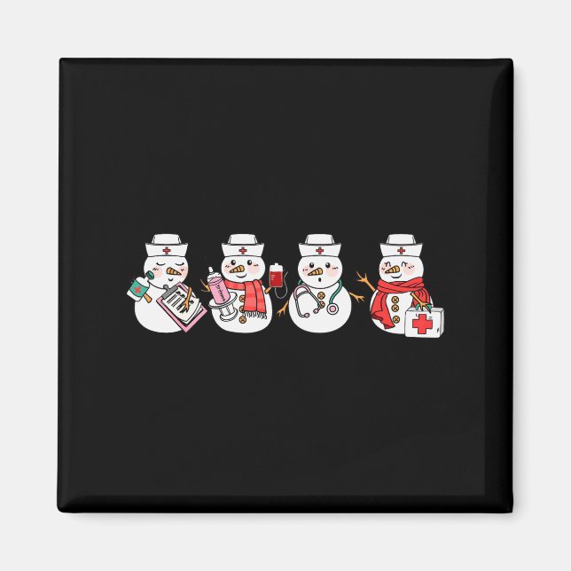 Nurse Snowman Squad Nursing Rn Registered Funny Ch Magnet (Vorne)
