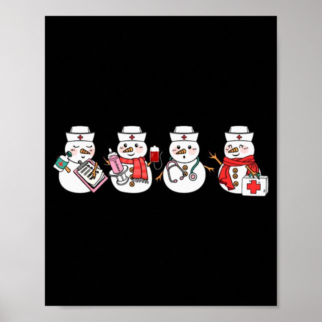 Nurse Snowman Squad Nursing Rn Registered Funny Ch Poster (Vorne)