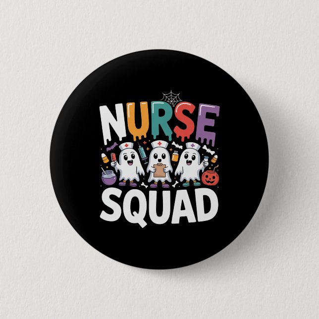 Nurse Squad Ghost Halloween Button (Vorderseite)