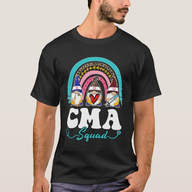 Nurse Squad Leopard Rainbow Gnome CMA T-Shirt (Vorderseite)