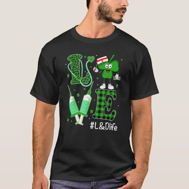 Nurse St Patrick S Day Irish Nurse Kleeblatt Liebe T-Shirt (Vorderseite)