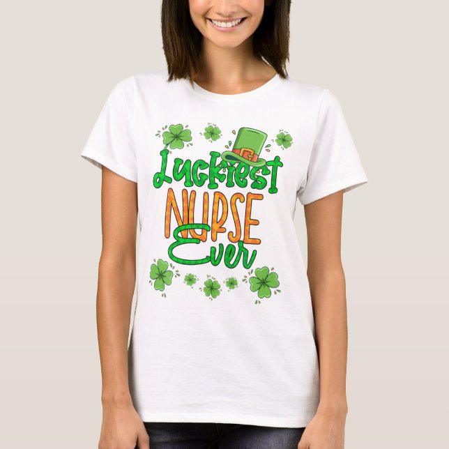 Nurse St. Patrick Tag Glücklichste Krankenschweste T-Shirt (Vorderseite)