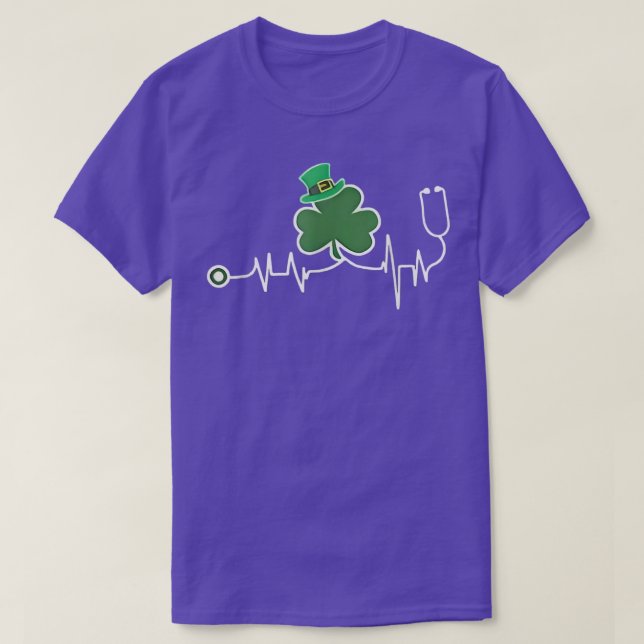 Nurse St Patricks Day EKG Kleeblatt Herzstück Beat T-Shirt (Design vorne)