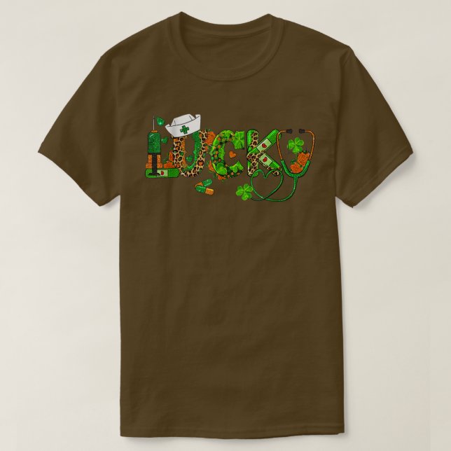 Nurse St Patricks Day EKG Kleeblatt Lucky Nurse T-Shirt (Design vorne)
