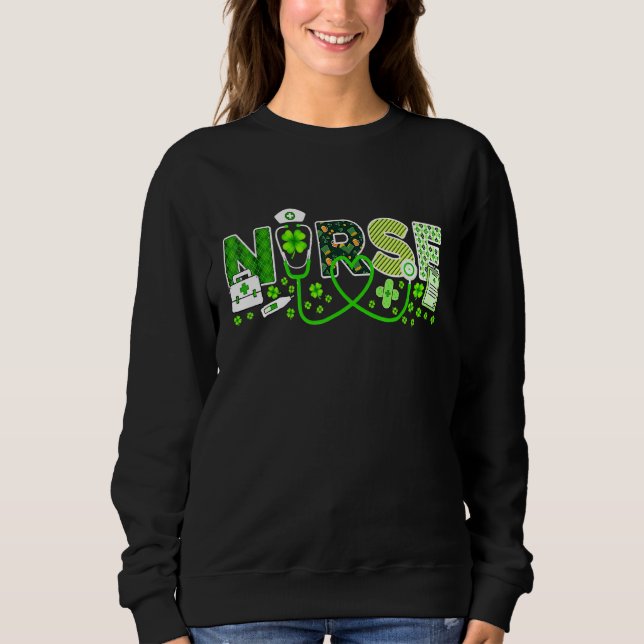 Nurse St Patrick's Day Lucky Nurse Kleeblatt Liebe Sweatshirt (Vorderseite)