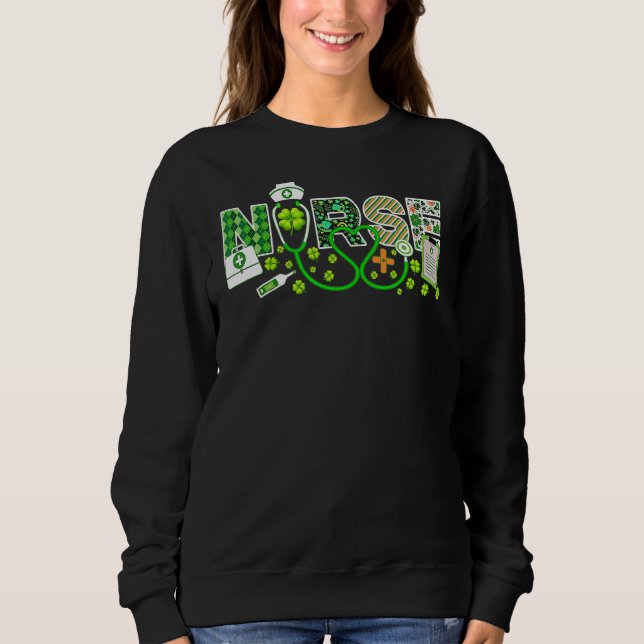 Nurse St Patrick's Day Lucky Nurse Kleeblatt Liebe Sweatshirt (Vorderseite)
