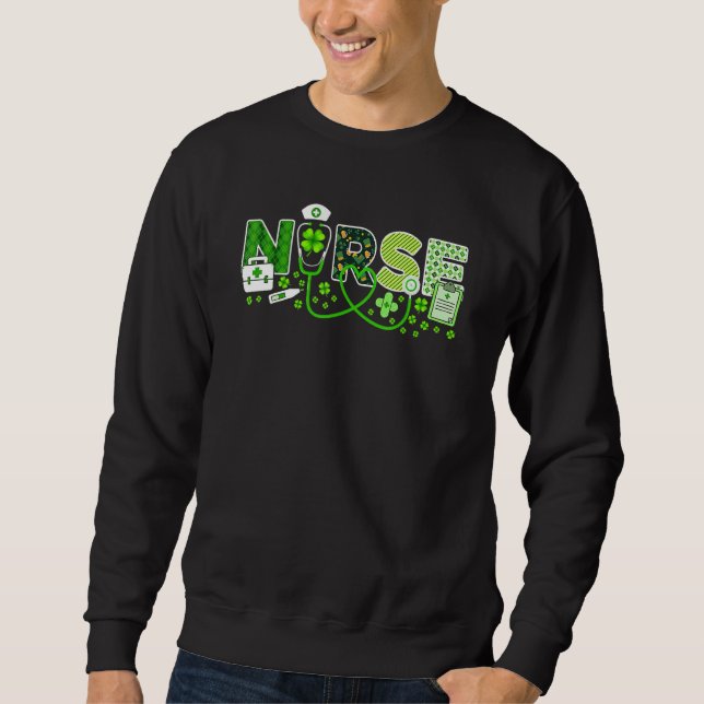 Nurse St Patrick's Day Lucky Nurse Shamrock Love N Sweatshirt (Vorderseite)