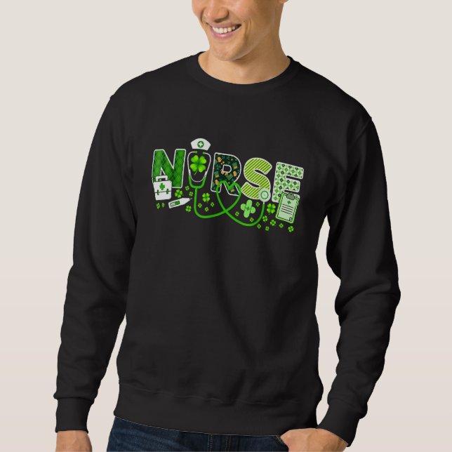 Nurse St Patrick's Day Lucky Nurse Shamrock Love N Sweatshirt (Vorderseite)