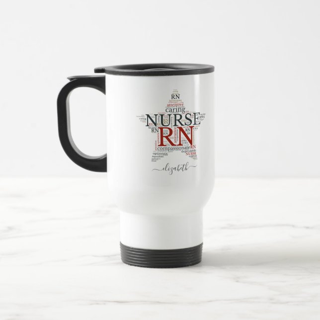 Nurse Star Personalisiert Travel Mug | Name bearbe Reisebecher (Links)