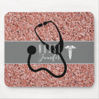 Nurse Stethoscope Caduceus Rose Gold Glitzer
