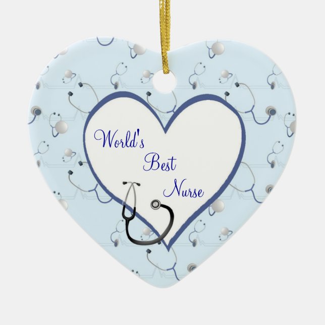 Nurse Stethoscope Christmas Heart Ornament (Vorne)