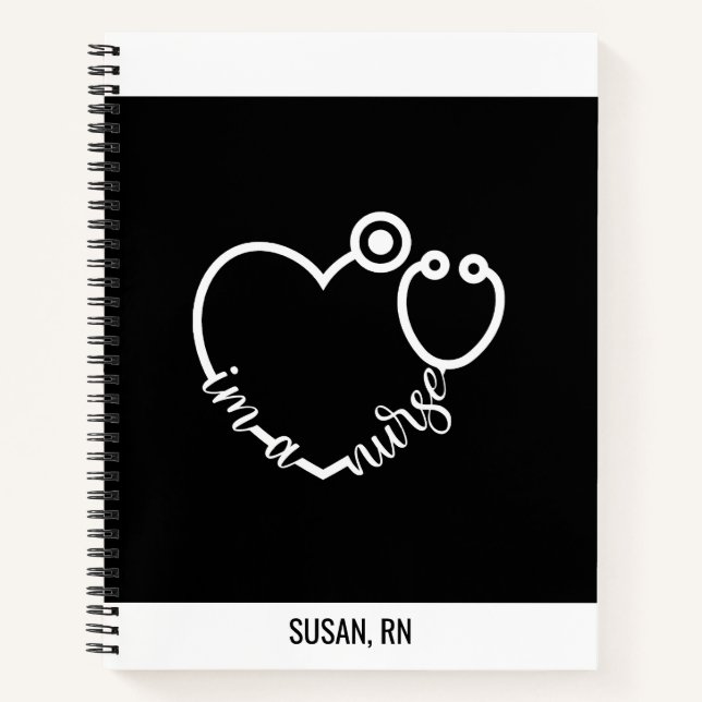 Nurse Stethoscope Heart Moderner Personalisierter  Notizbuch (Vorderseite)