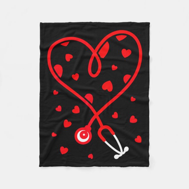 Nurse Stethoscope Heart Valentine's Day Nursing  Fleecedecke (Vorderseite)