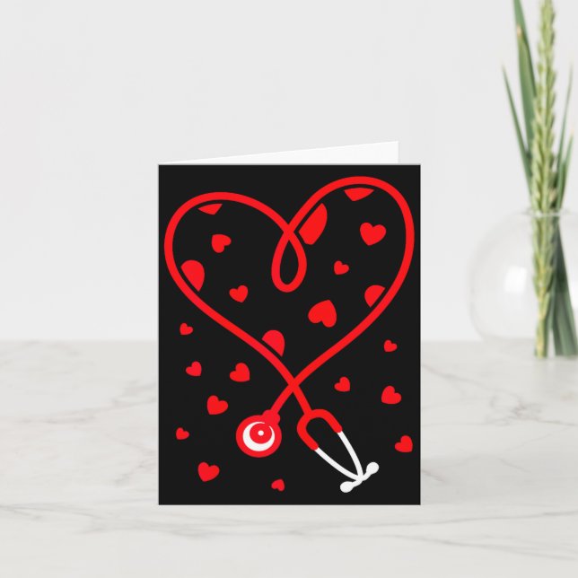 Nurse Stethoscope Heart Valentine's Day Nursing  Karte (Vorderseite)