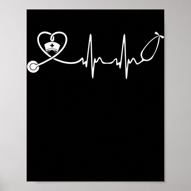 Nurse Stethoscope Heartbeat Funny Nursing Lover Poster (Vorne)