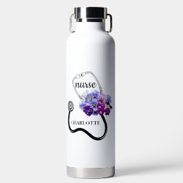 Nurse Stethoscope und Blue Pansy Floral Trinkflasche