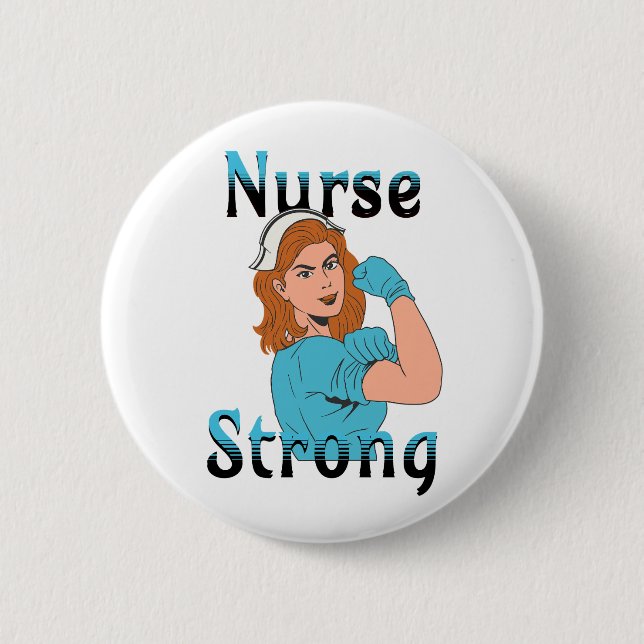 Nurse Strong | Vintag Retro Vibes Button (Vorderseite)