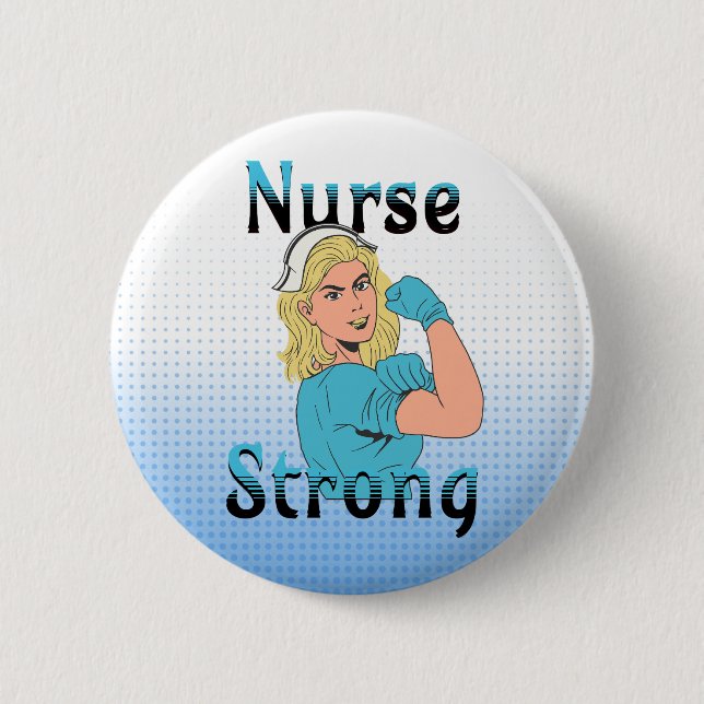 Nurse Strong | Vintag Retro Vibes Button (Vorderseite)