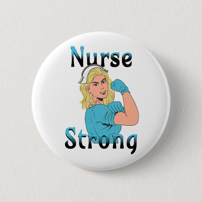 Nurse Strong | Vintag Retro Vibes Button (Vorderseite)
