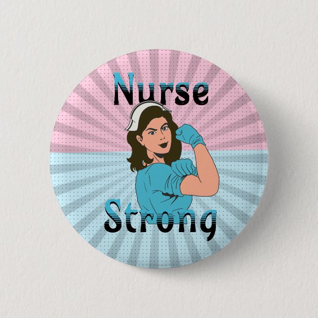 Nurse Strong | Vintag Retro Vibes Button (Vorderseite)