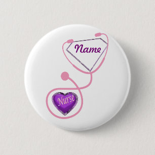 Nurse Super Stethoscope Glitzer Name Button
