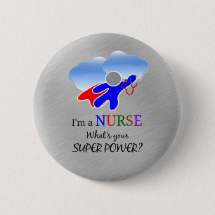 Nurse Superhero Spaß Button