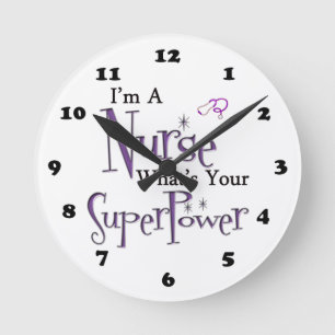 Nurse Superpower Runde Wanduhr