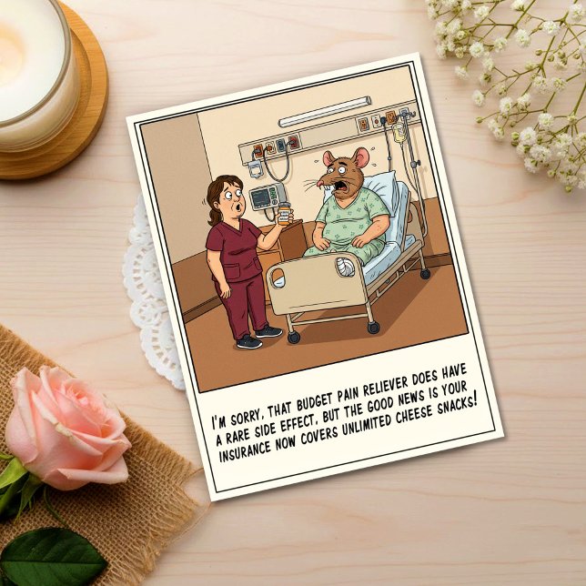 Nurse Talking To Patient With Rat Head Get Well Postkarte (Von Creator hochgeladen)