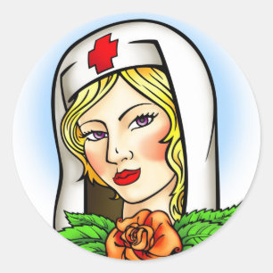 Nurse Tattoo Runder Aufkleber