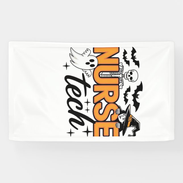 Nurse Tech - Halloween - mit Skelett, Hexe und Banner (Horizontal)