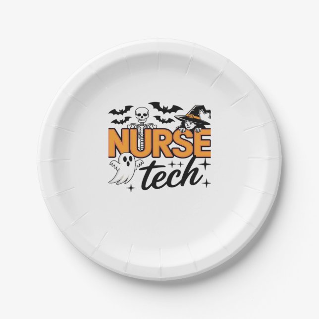Nurse Tech - Halloween - with skeleton, witch, and Pappteller (Vorderseite)