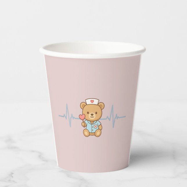 Nurse Teddy Bear Party-Papierbecher Pappbecher (Vorderseite)