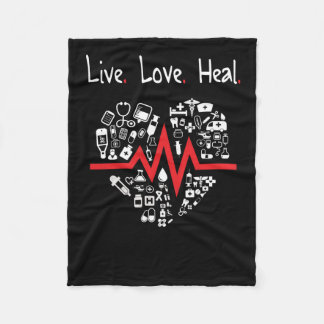 Nurse tee heartbeat - Live Liebe Heart Scoop Fleecedecke