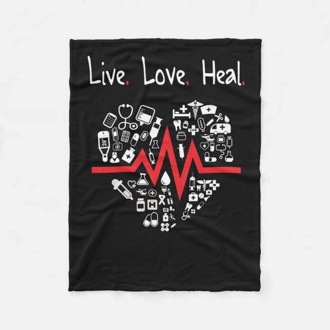 Nurse tee heartbeat - Live Liebe Heart Scoop Fleecedecke (Vorderseite)