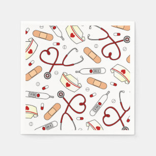 Nurse Theme Napkins White Serviette