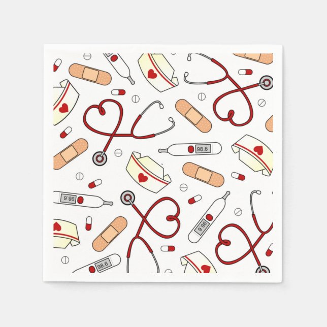 Nurse Theme Napkins White Serviette (Vorderseite)