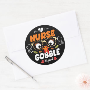 Nurse Turkey Gobble Squad Erntedank nähren Runder Aufkleber