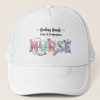 Nurse Typography with Stethoscope Medical Icons  Truckerkappe