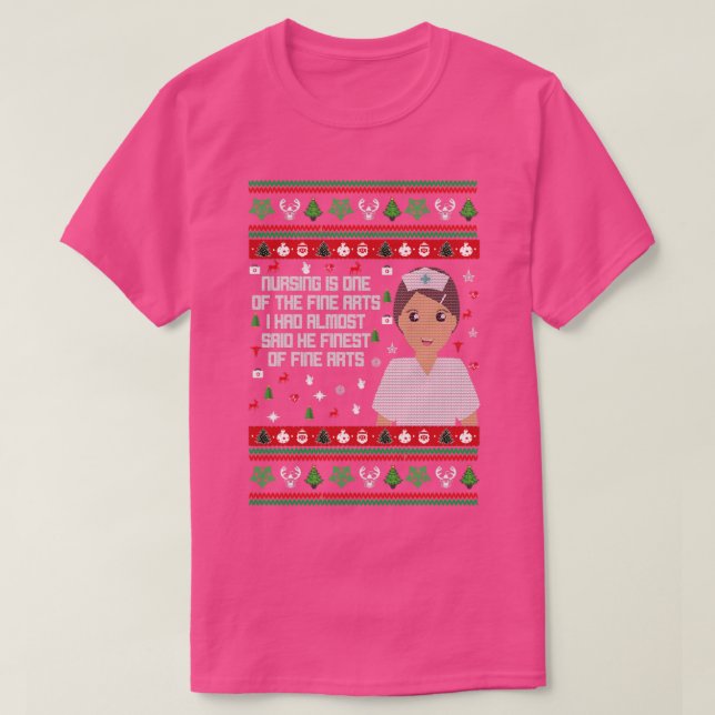 Nurse Ugly Christmas Sweater T-Shirt (Design vorne)