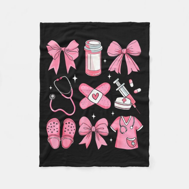 Nurse Valentines Day Coquette Bow Valentine Nurse  Fleecedecke (Vorderseite)