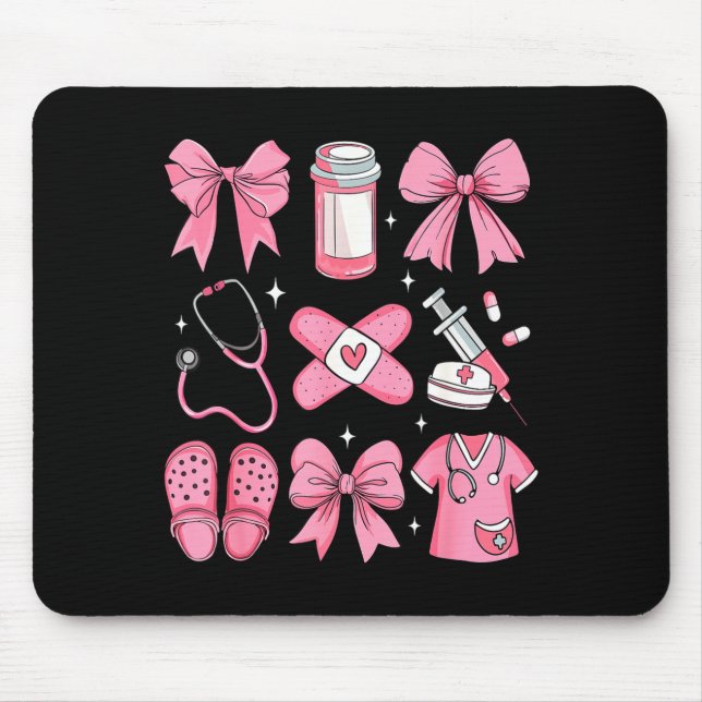 Nurse Valentines Day Coquette Bow Valentine Nurse  Mousepad (Vorne)