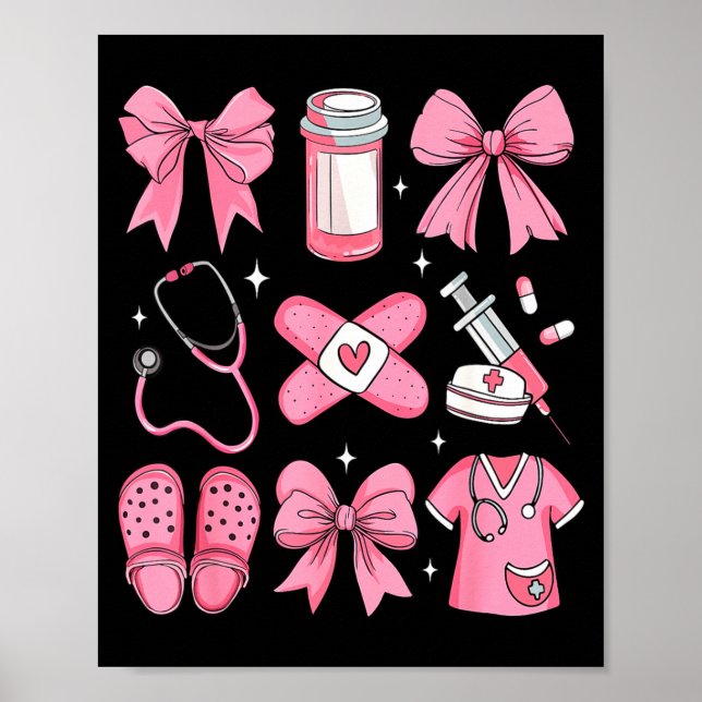 Nurse Valentines Day Coquette Bow Valentine Nurse  Poster (Vorne)