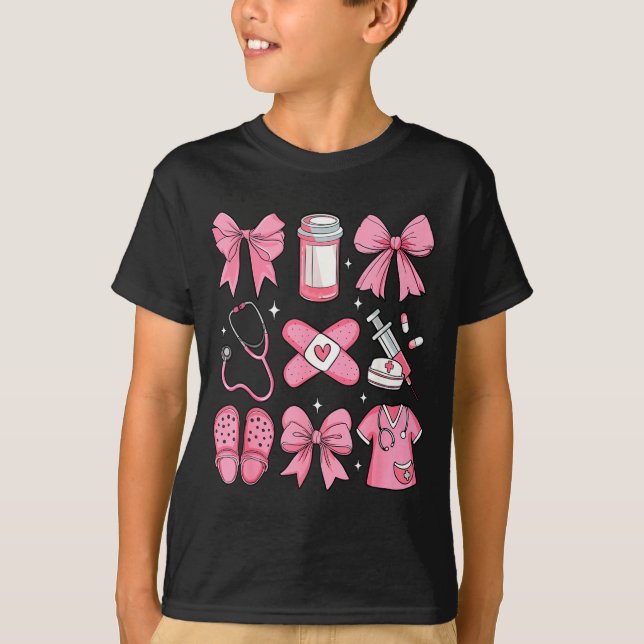 Nurse Valentines Day Coquette Bow Valentine Nurse  T-Shirt (Vorderseite)