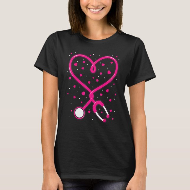 Nurse Valentine's Day Heart Stethoscope 1 T-Shirt (Vorderseite)