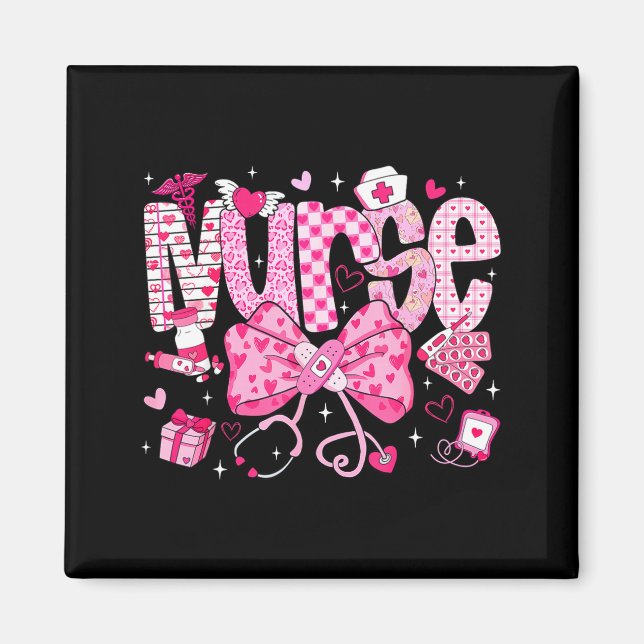 Nurse Valentine's Day Heart Stethoscope Er Icu Nic Magnet (Vorne)