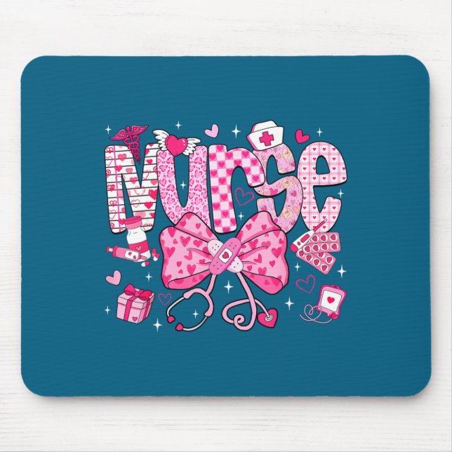 Nurse Valentine's Day Heart Stethoscope Er Icu Nic Mousepad (Vorne)
