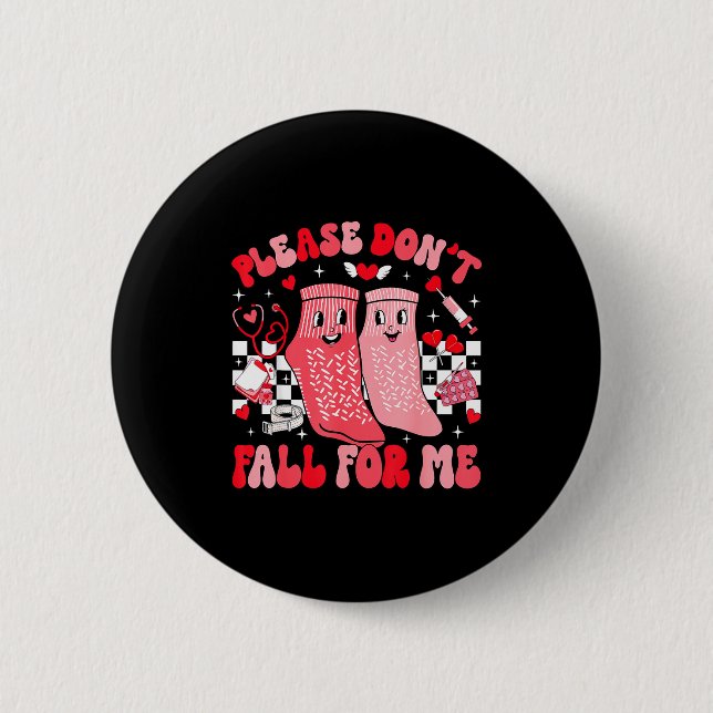 Nurse Valentines Day Non Slip Socks Please Don't F Button (Vorderseite)